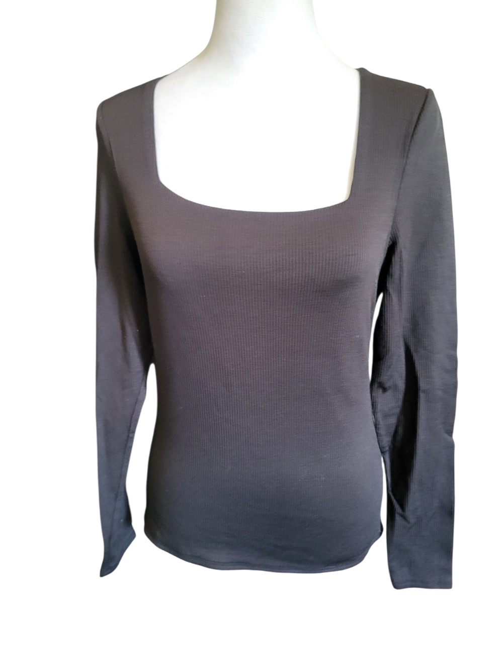 Buckle Black  Square Neck Long Sleeve Tee Black sz M